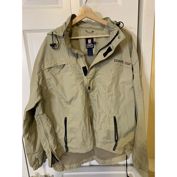 Vtg 90’s Chaps Ralph Lauren Mens Sz L 1/2 Zip Pullover Coat Sailing Jacket Tan - Picture 5 of 10